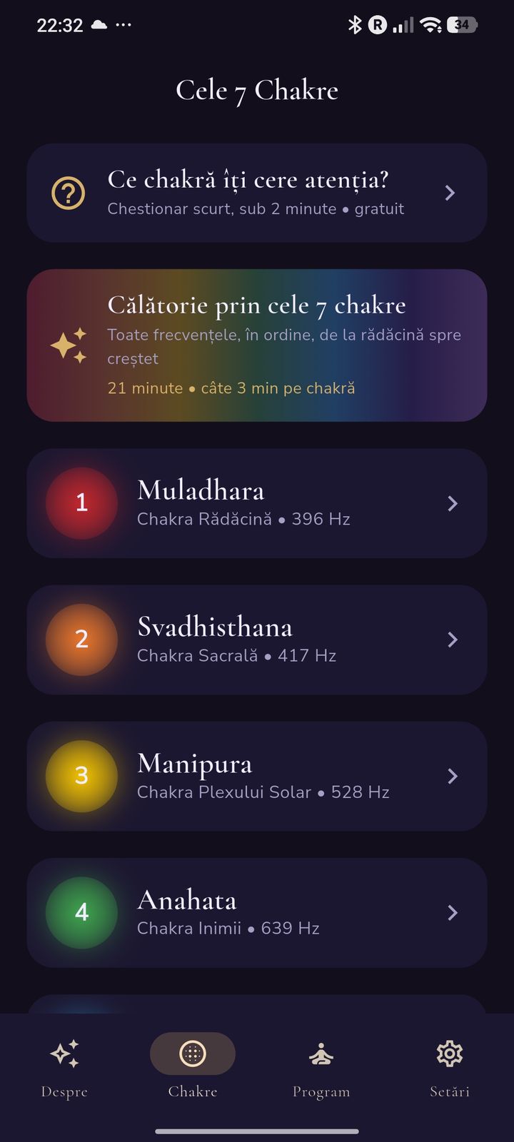 Lista celor 7 chakre cu frecvențele lor