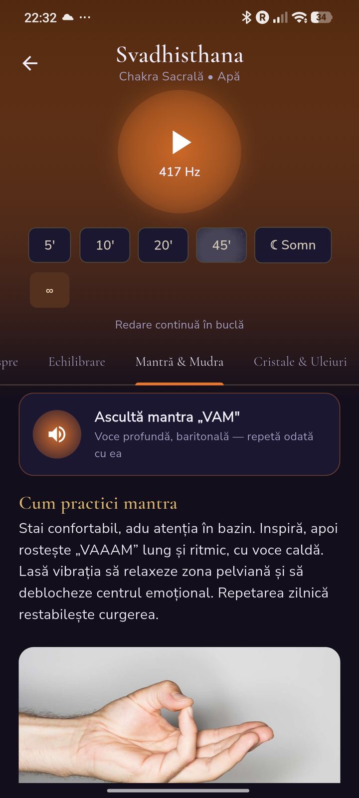 Player audio cu mantră și mudra